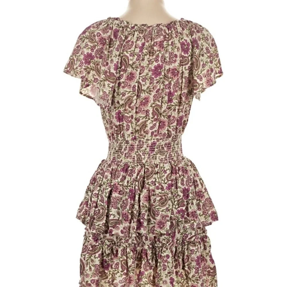 Patrons of Peace Anthropologie Floral Pink Cream Mini Dress Boho tiered ruffle - Picture 2 of 12